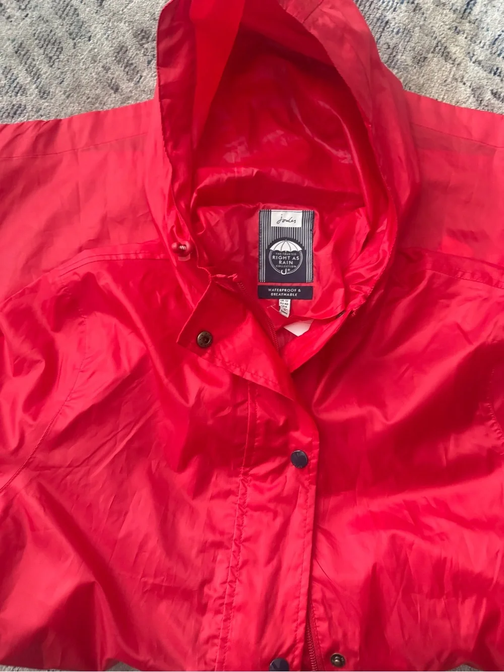 Joules Red Hooded Trench Coat - Picture 15 of 16